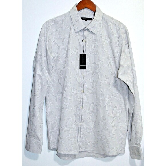 Report Collection Men’s Dress Shirt XL Slim Fit B Label NWT Silver Floral - Picture 1 of 7